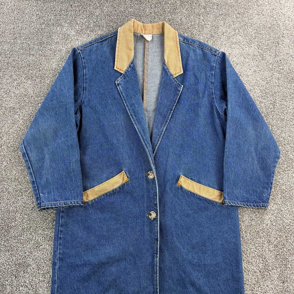 Vintage Stuffed Shirt Denim Chore Jacket Women's S Blue Long Button Farm Field
